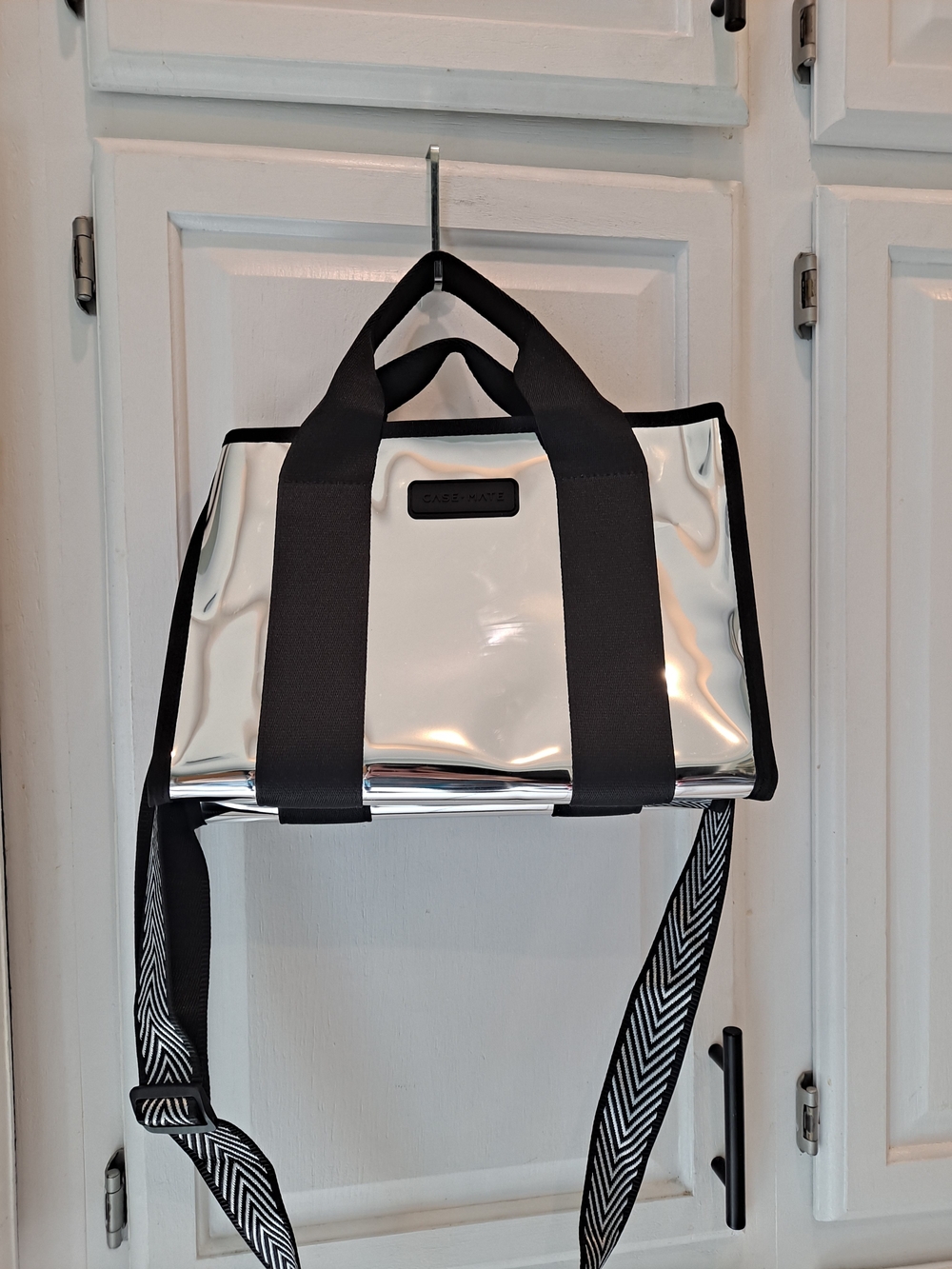 Case-Mate Chrome Reflective Mirrored Medium Jelly Tote w/Black Trim Flexible Bag